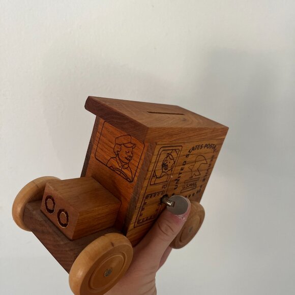 Vintage Wooden USPS Truck:  Piggy Bank/Music Box, 1991 - Picture 4 of 7